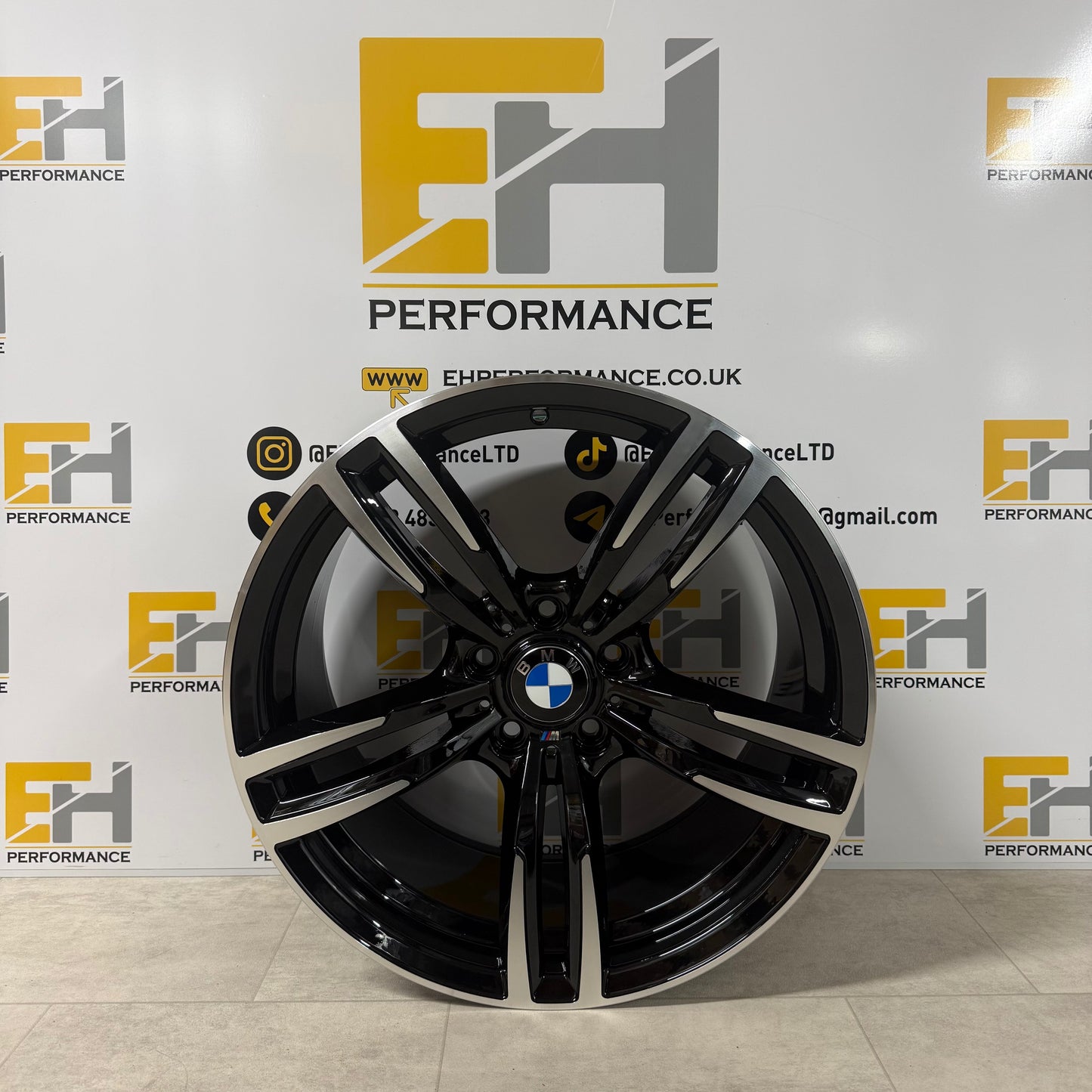 437M Competition Style Alloy Wheels – Black Diamond Cut – Fits BMW M2, M3, M4 & 5x120 Models – 19” Staggered Set
