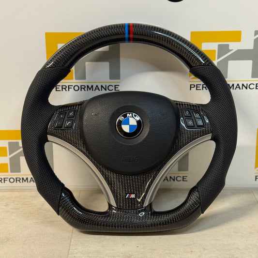 BMW E8X / E9X Carbon Fibre & Perforated Leather Custom Steering Wheel | Flat Bottom | Aftermarket