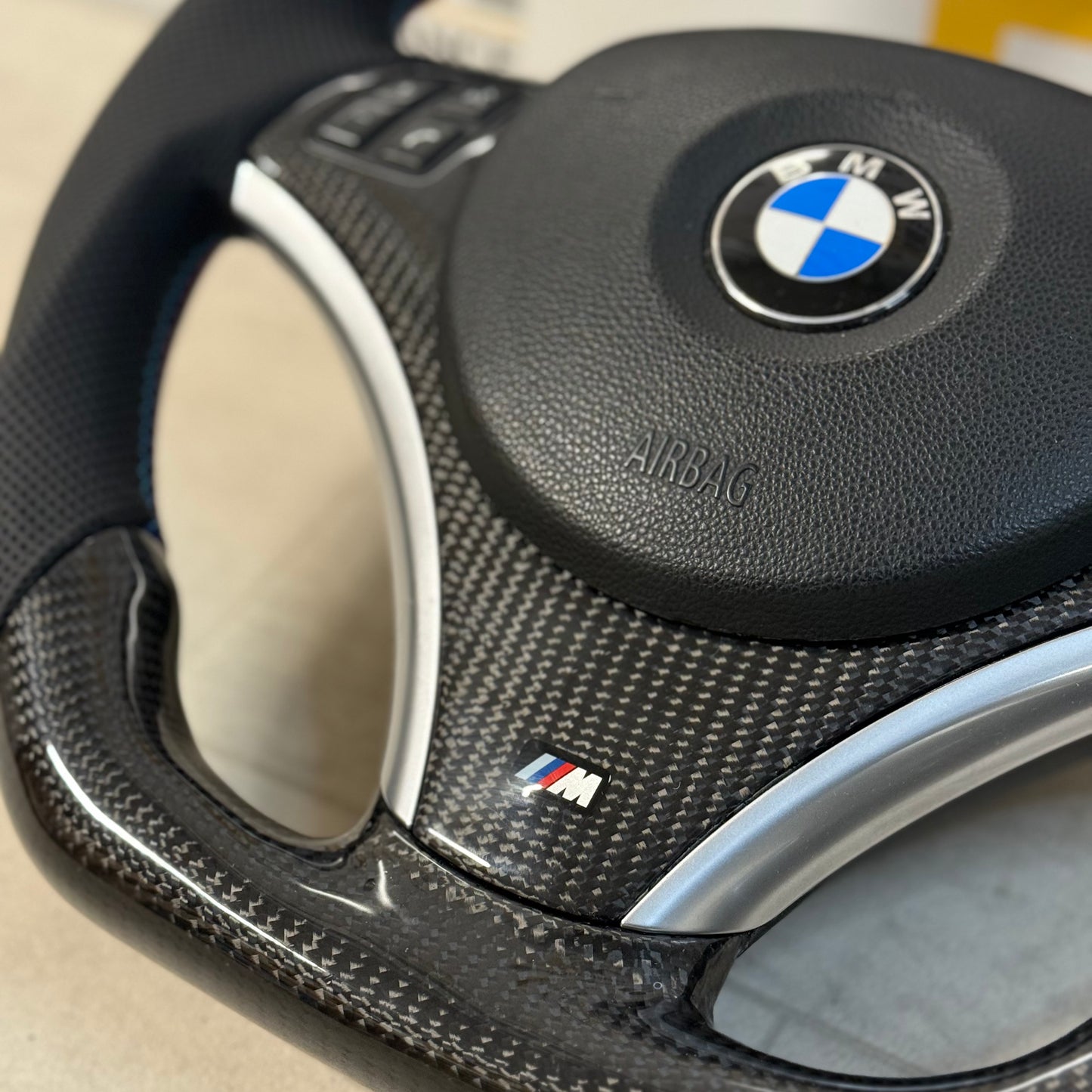 BMW E8X / E9X Carbon Fibre & Perforated Leather Custom Steering Wheel | Flat Bottom | Aftermarket
