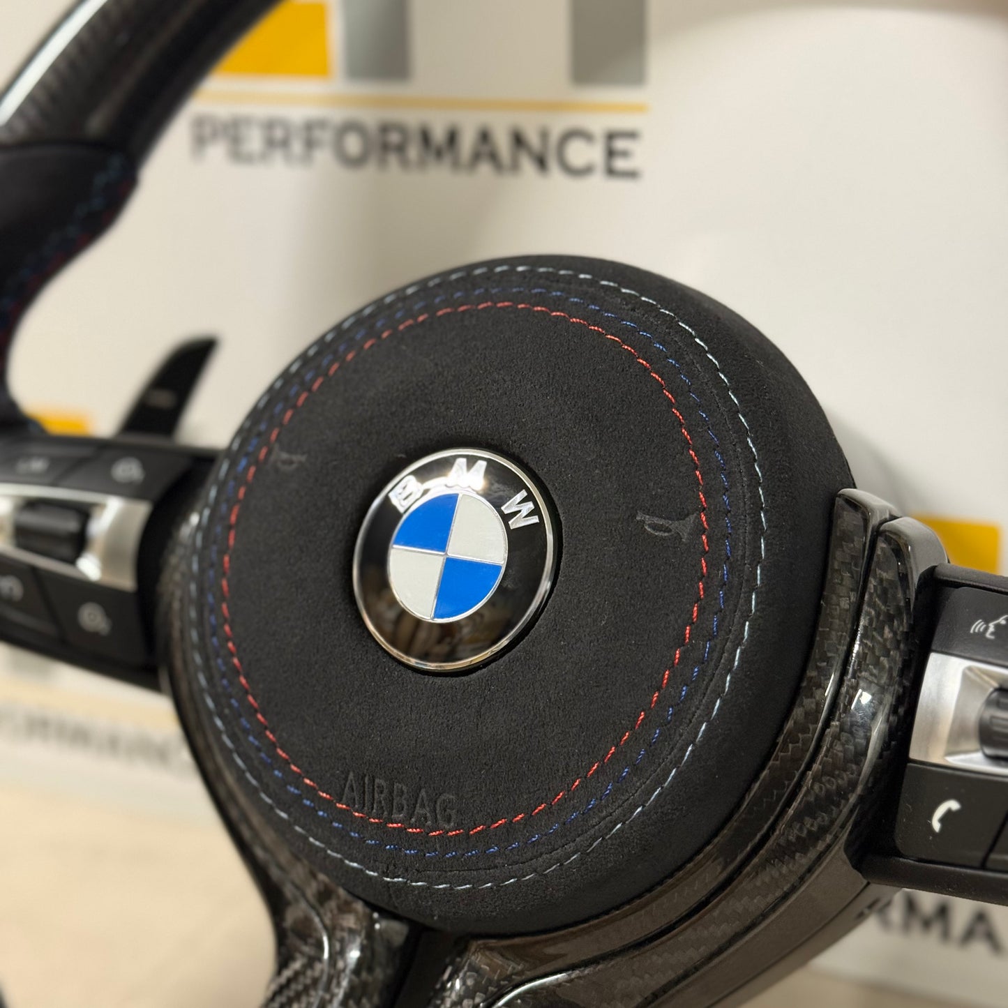 BMW F20 / F30 Custom Alcantara & Carbon Fibre Steering Wheel | Flat Bottom | M Sport Stripe | Complete Kit