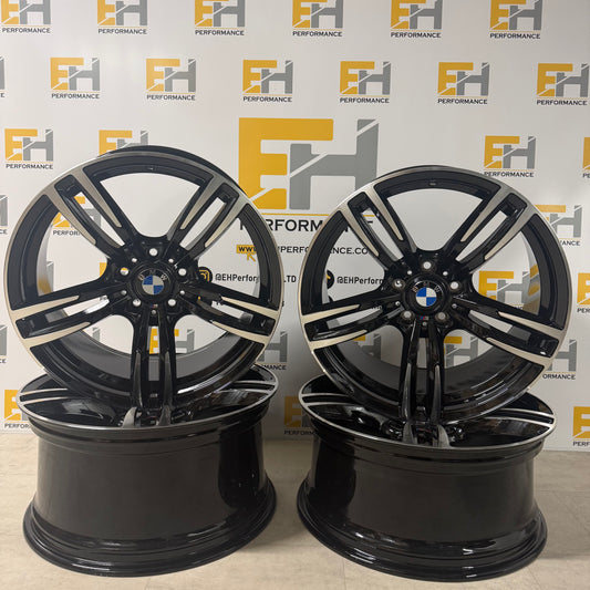 437M Competition Style Alloy Wheels – Black Diamond Cut – Fits BMW M2, M3, M4 & 5x120 Models – 19” Staggered Set