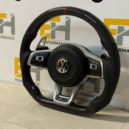 Volkswagen Golf GTI Custom Carbon Fibre Steering Wheel | Flat Bottom | Complete Kit with Airbag