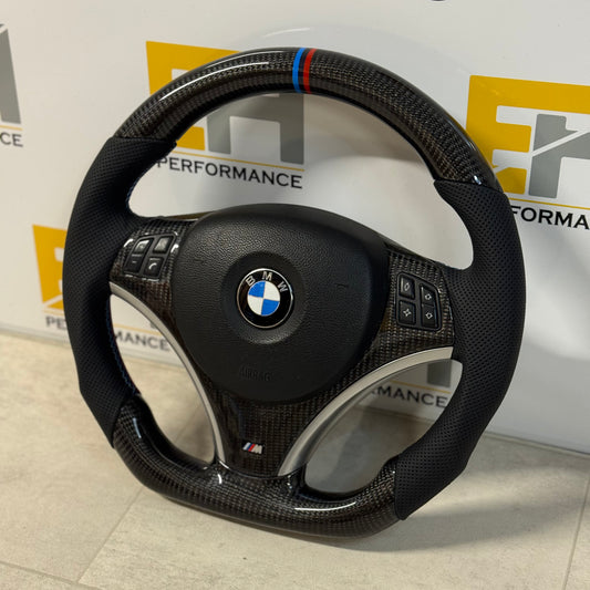 BMW E8X / E9X Carbon Fibre & Perforated Leather Custom Steering Wheel | Flat Bottom | Aftermarket