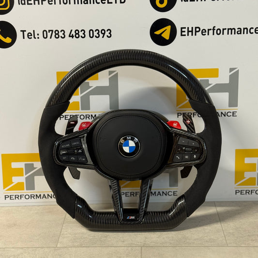 BMW G80 / G82 / G2X Custom Carbon Fibre & Alcantara Steering Wheel | M1 M2 Buttons | Flat Bottom