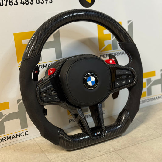 BMW G80 / G82 / G2X Custom Carbon Fibre & Alcantara Steering Wheel | M1 M2 Buttons | Flat Bottom