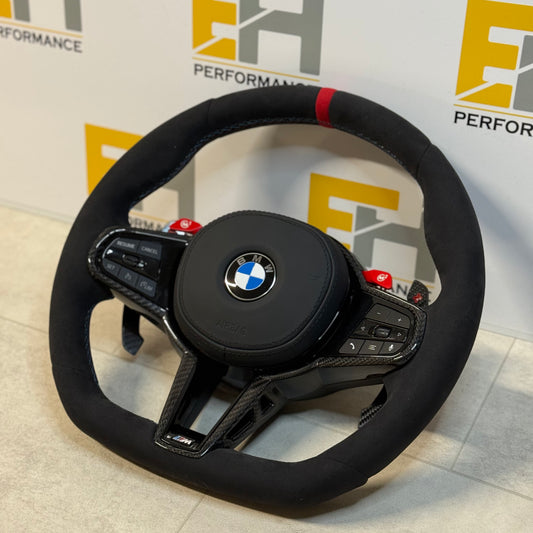 BMW G Series Full Alcantara & Carbon Fibre Trim Steering Wheel | Flat Bottom | M1 M2 Buttons | Complete Kit