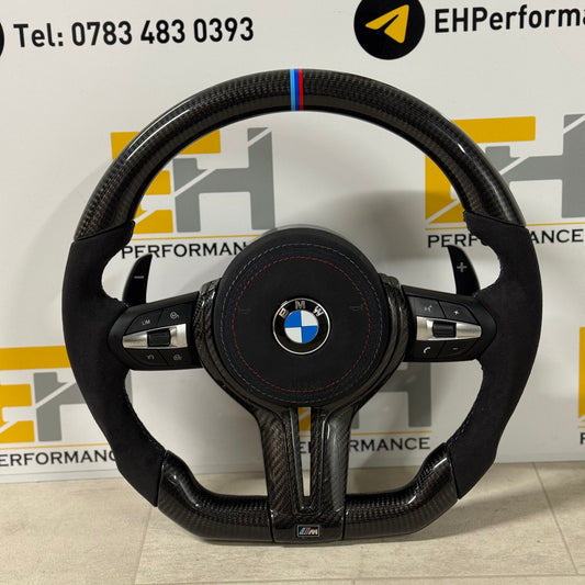 BMW F20 / F30 Custom Alcantara & Carbon Fibre Steering Wheel | Flat Bottom | M Sport Stripe | Complete Kit