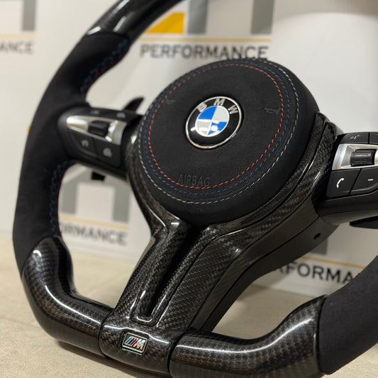 BMW F20 / F30 Custom Alcantara & Carbon Fibre Steering Wheel | Flat Bottom | M Sport Stripe | Complete Kit
